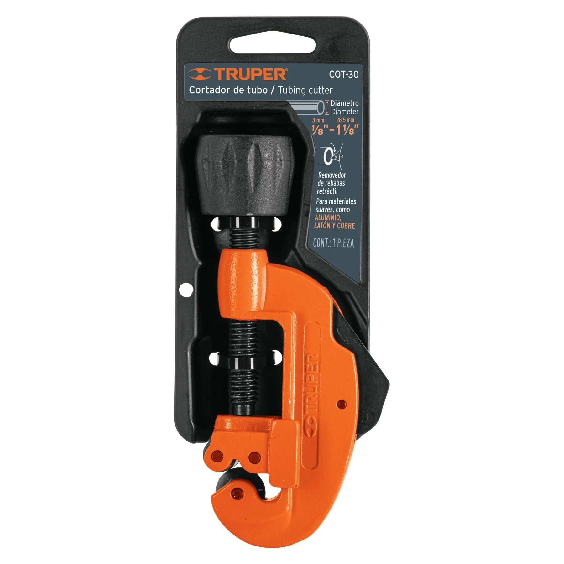 Cortador tubo de cobre 1/8" a 1-1/8" cuchilla 18 mm, Truper / 12853