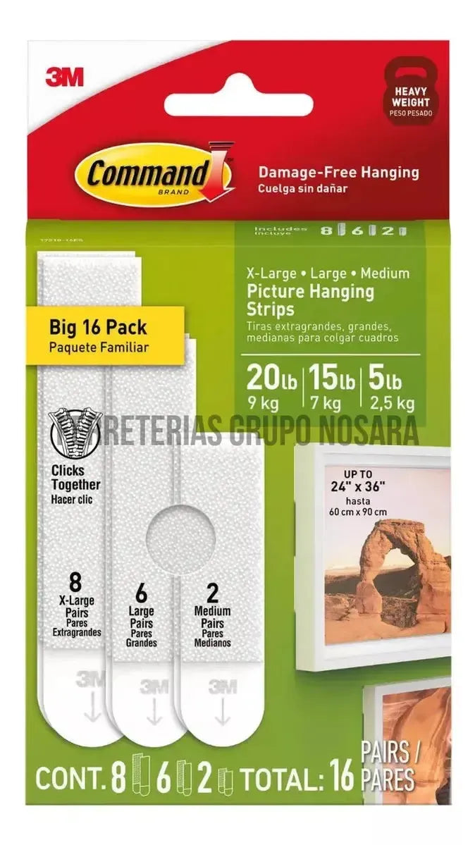 Tiras para Colgar Cuadros Command, Grandes, Blancas 17206-ES-