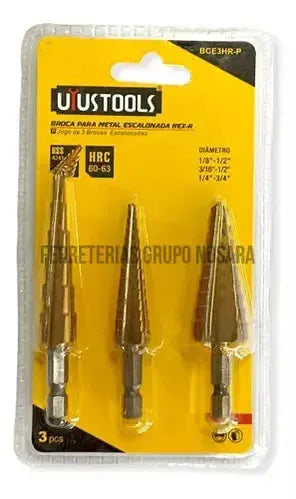 Broca Escalonada Juego 3pc Titanio Bce3hr-p Uyustools-