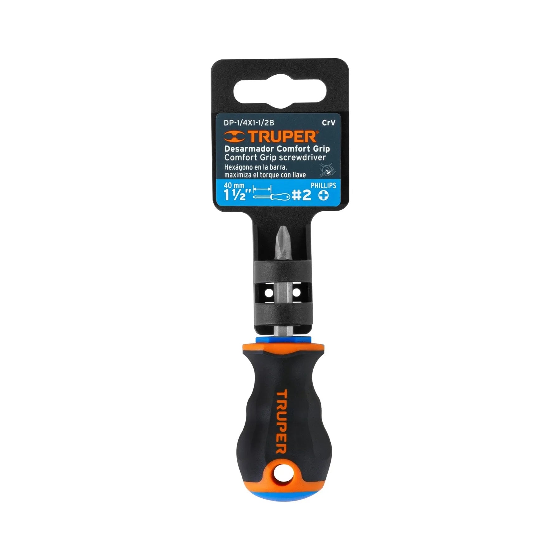 Desarmador de cruz 1/4" x 1-1/2" mango Comfort Grip, Truper / 14073-