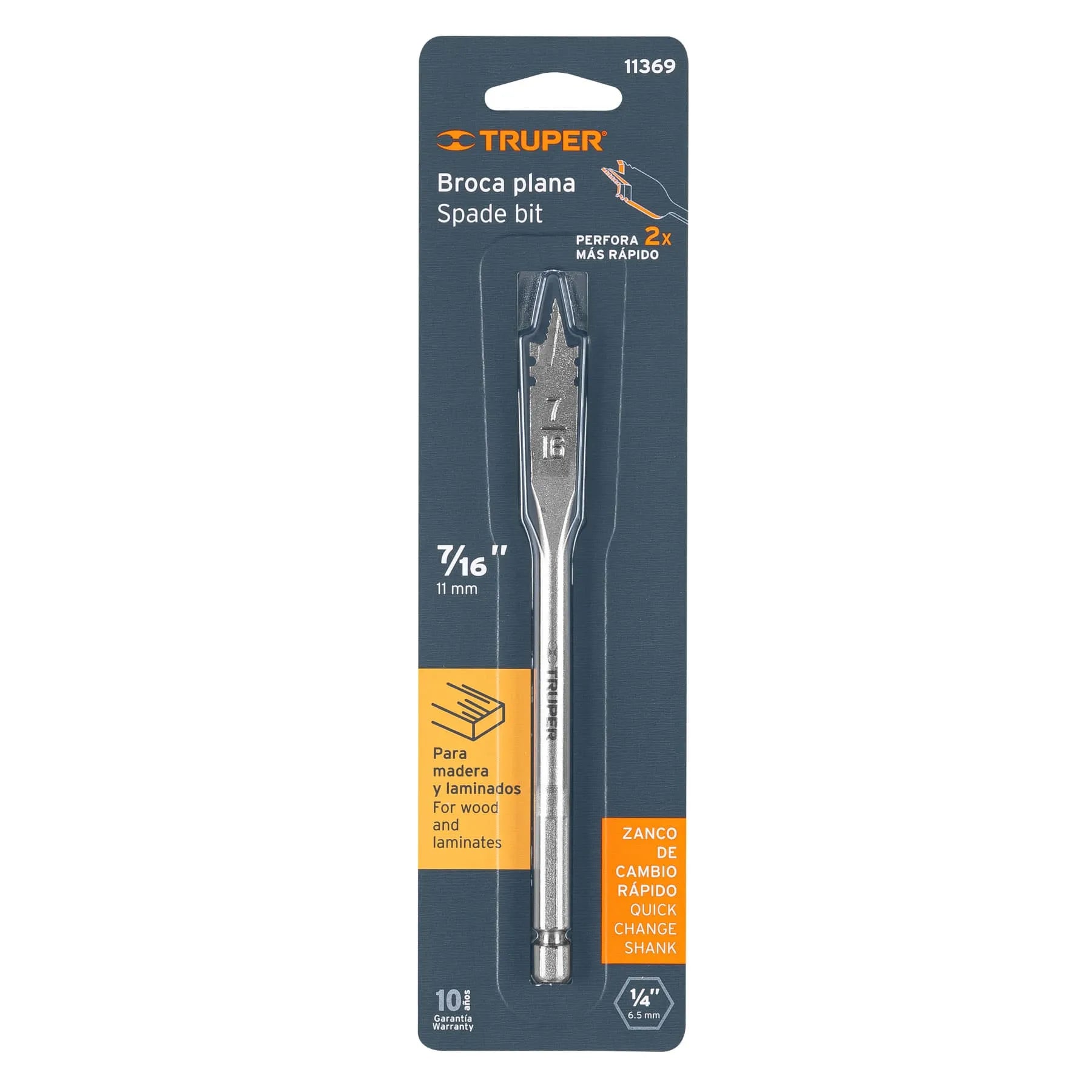 Broca plana de manita BPT-7/16 para madera TRUPER / 11369
