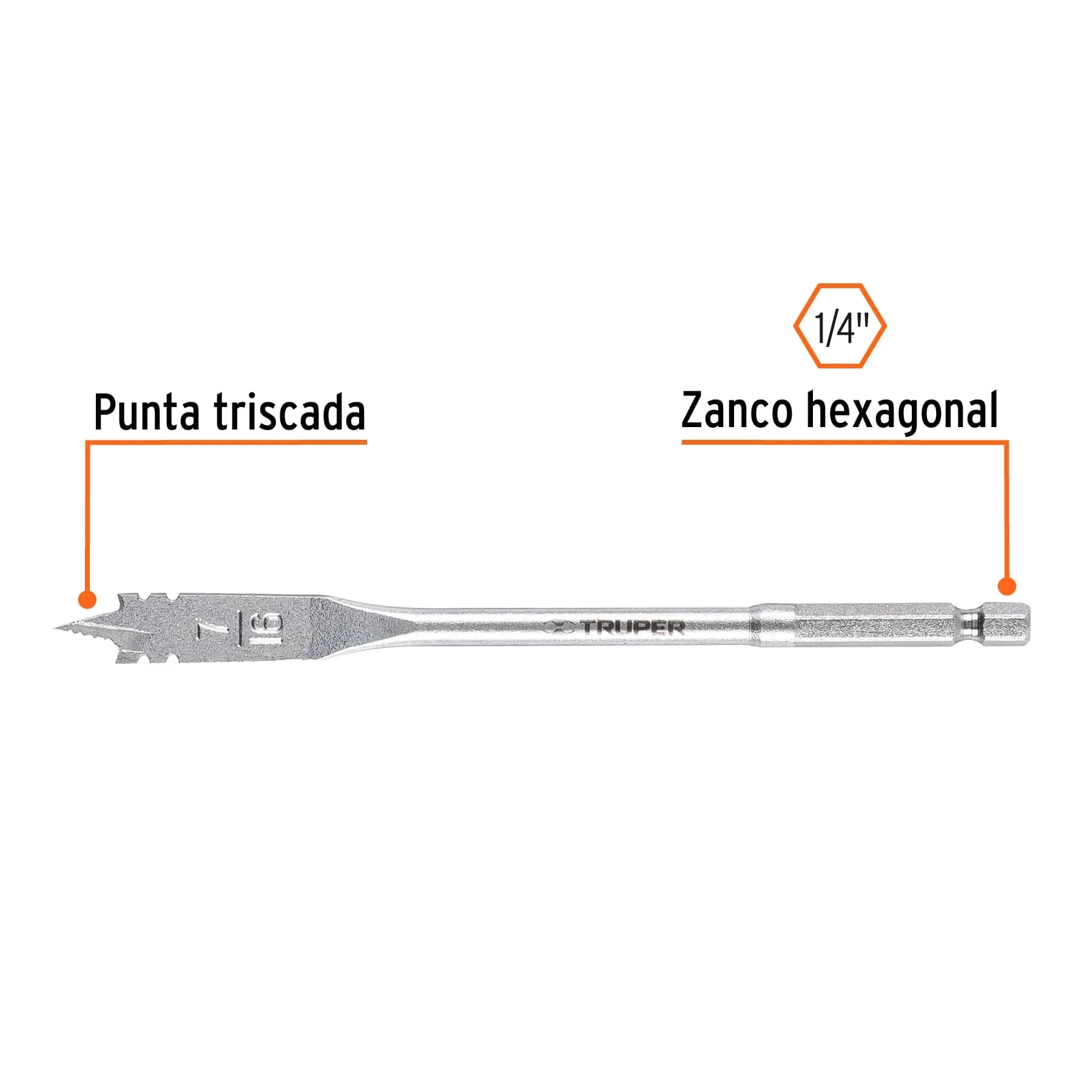 Broca plana de manita BPT-7/16 para madera TRUPER / 11369