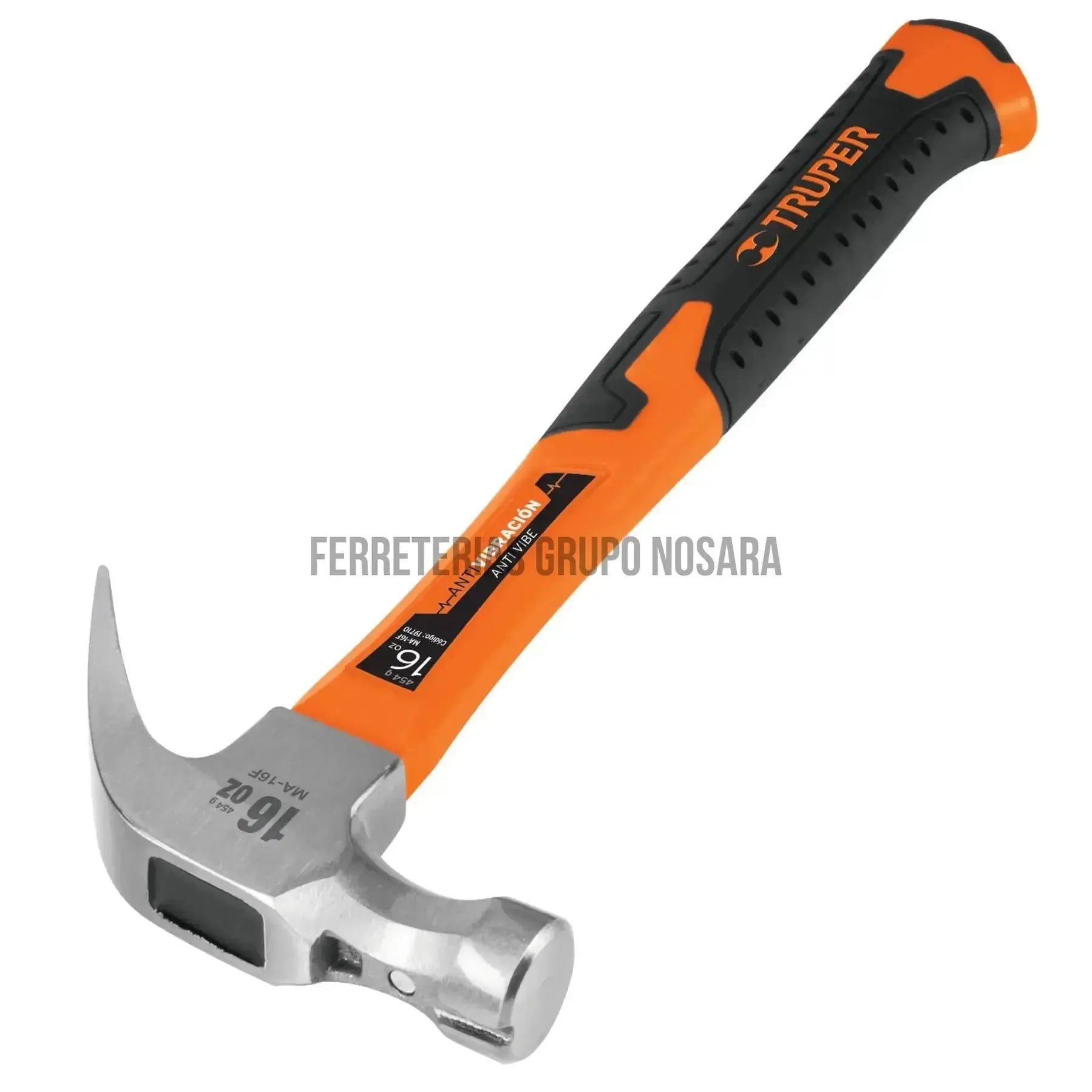 Martillo 16 oz uña curva, mango fibra de vidrio, Truper / 19710-102229-7501206650646