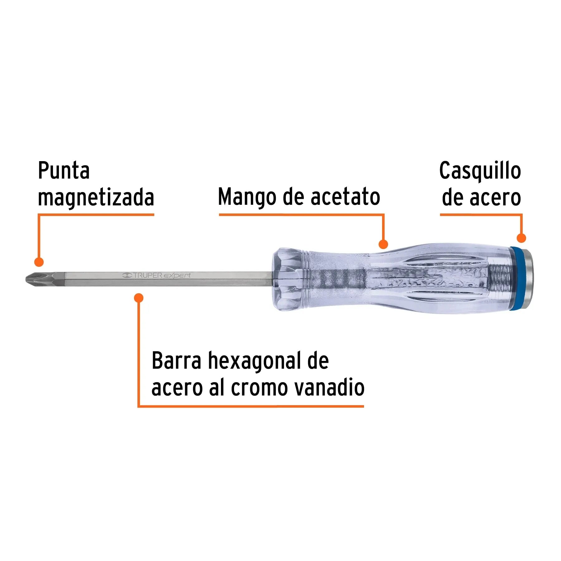 Desarmador de cruz de golpe 1/4" x 4", Truper Expert / 14146-