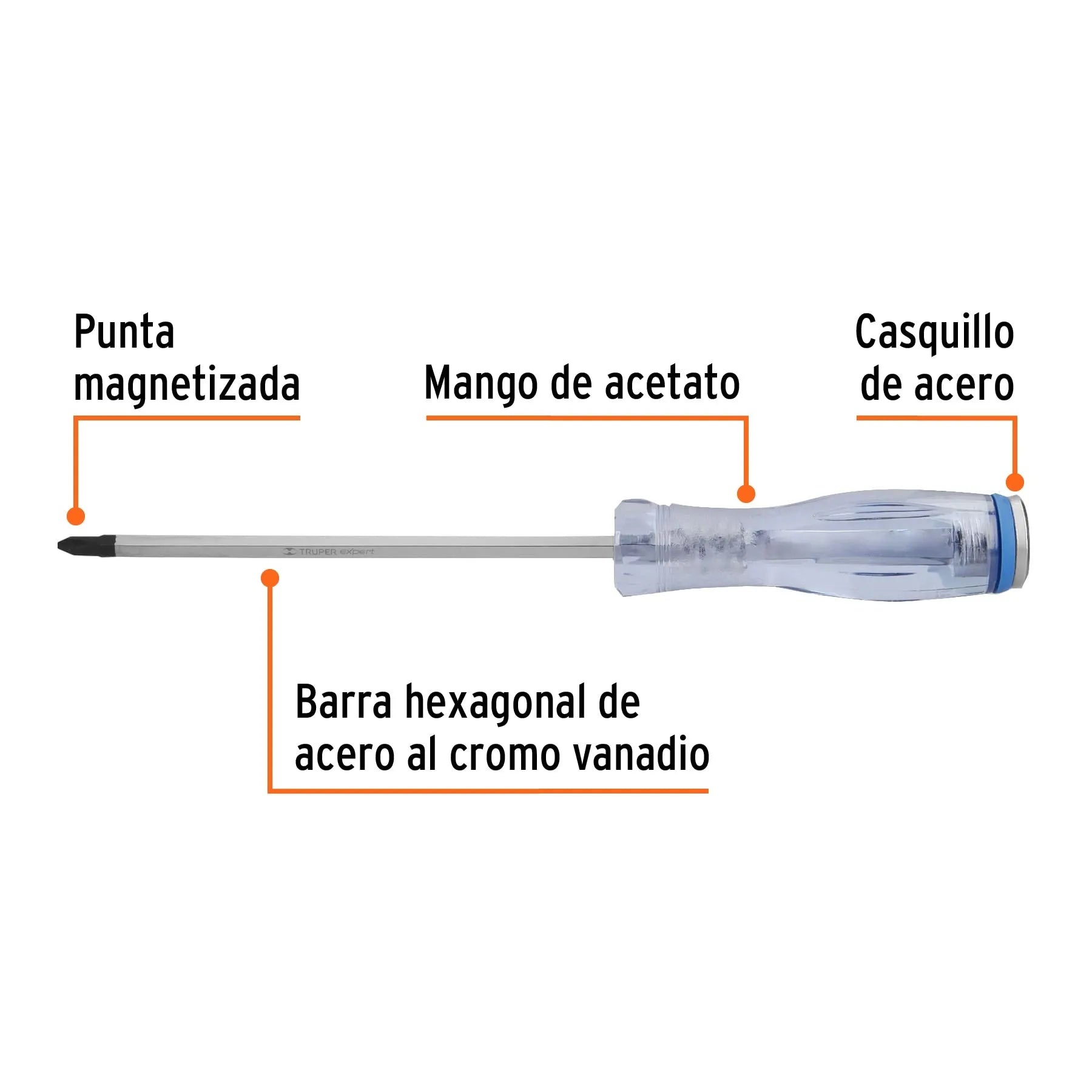 Desarmador de cruz de golpe 1/4" x 6", Truper Expert / 14149-