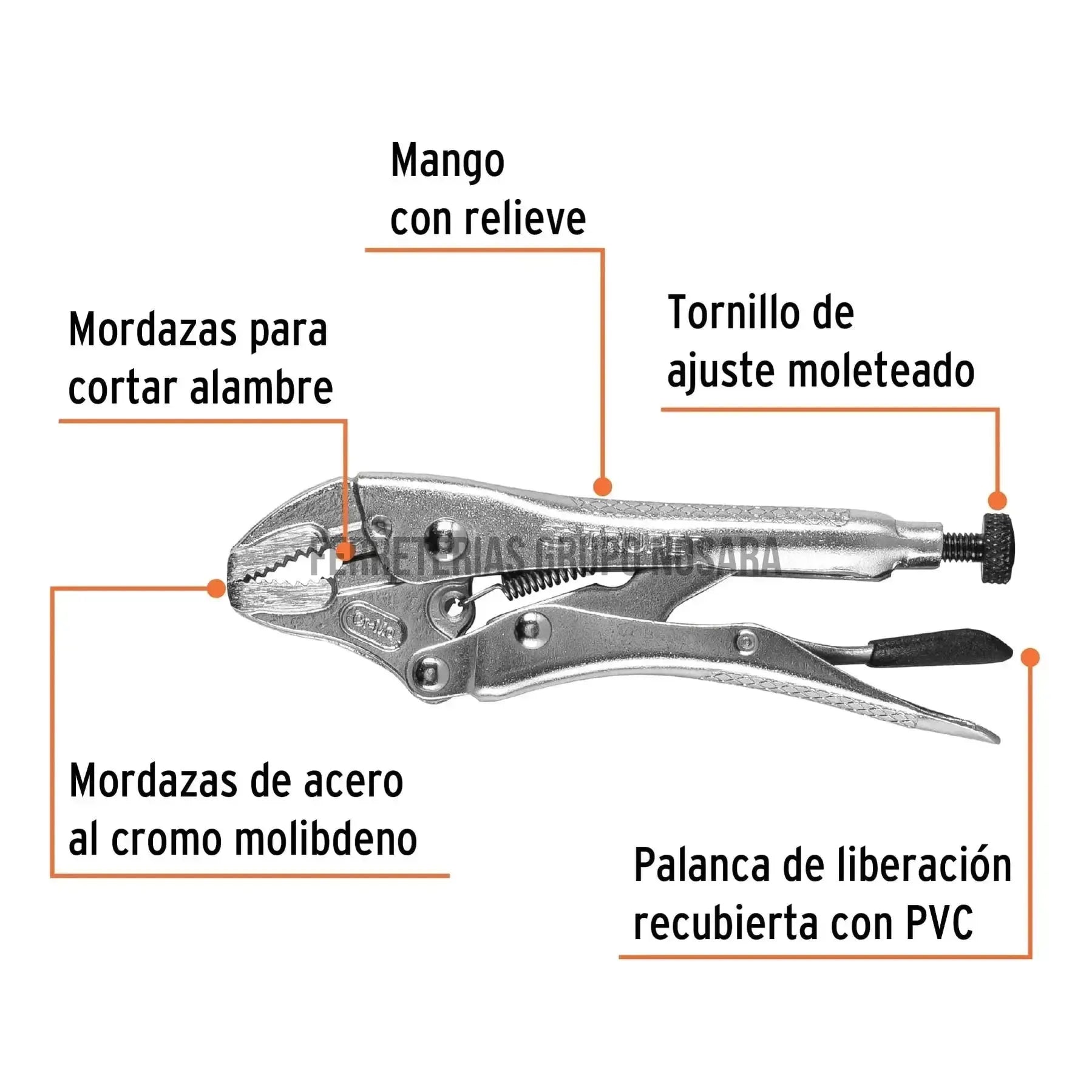 Pinza de presión 5" mordaza curva, Truper / 17420-