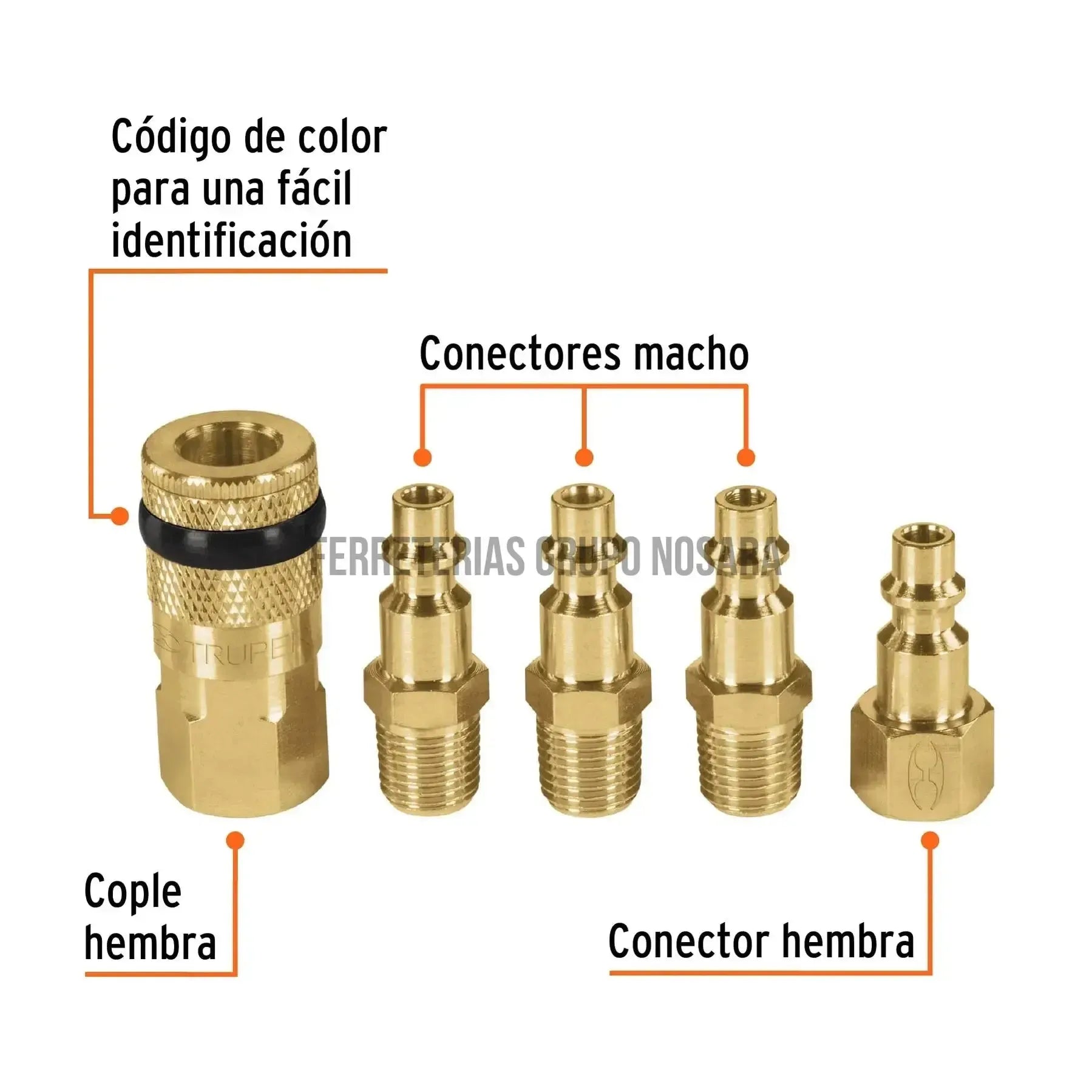 Juego de 5 piezas, coples y conectores rápidos de latón / 19081-