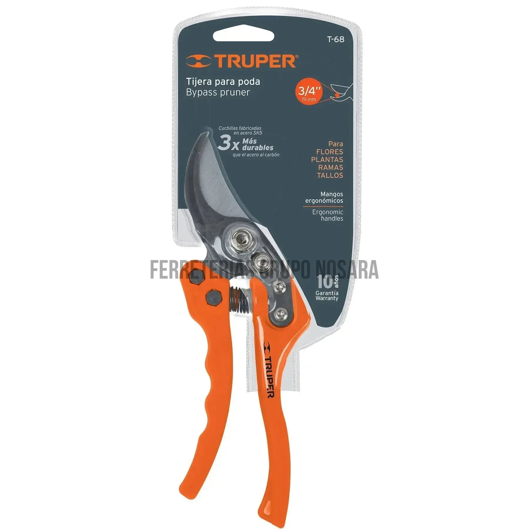 Tijera para poda 8" de acero/nylon con cuchillas acero SK5 / 18463-