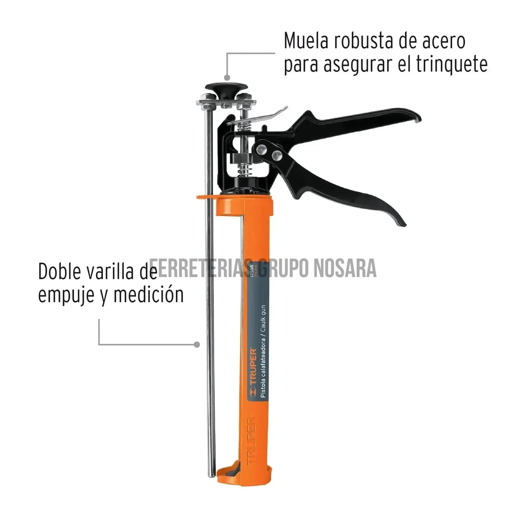 Pistola calafateadora tipo esqueleto, reforzada, Truper / 17558-