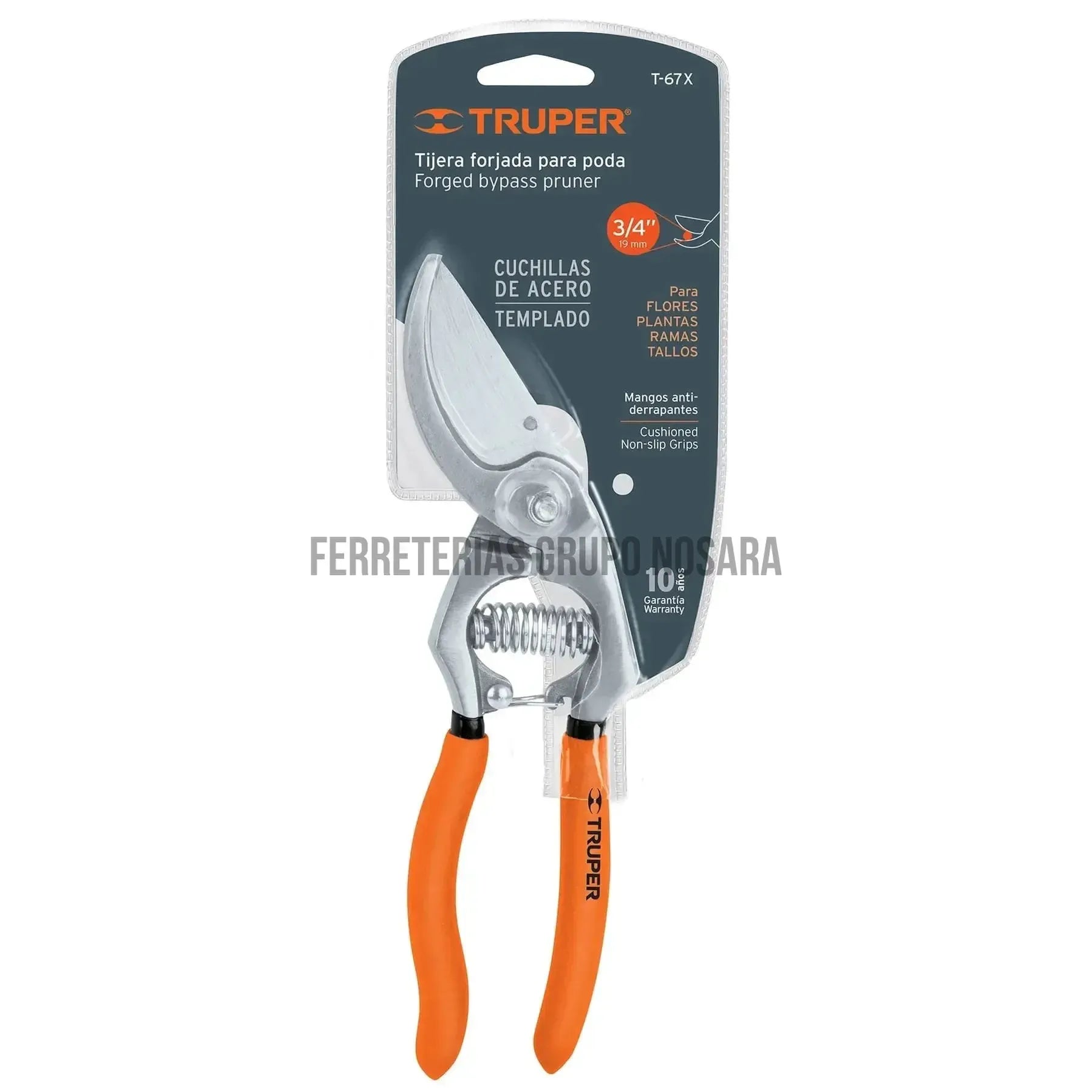 Tijera forjada p/poda 8-1/2" cuchilla paso, cabeza angulada / 18465-