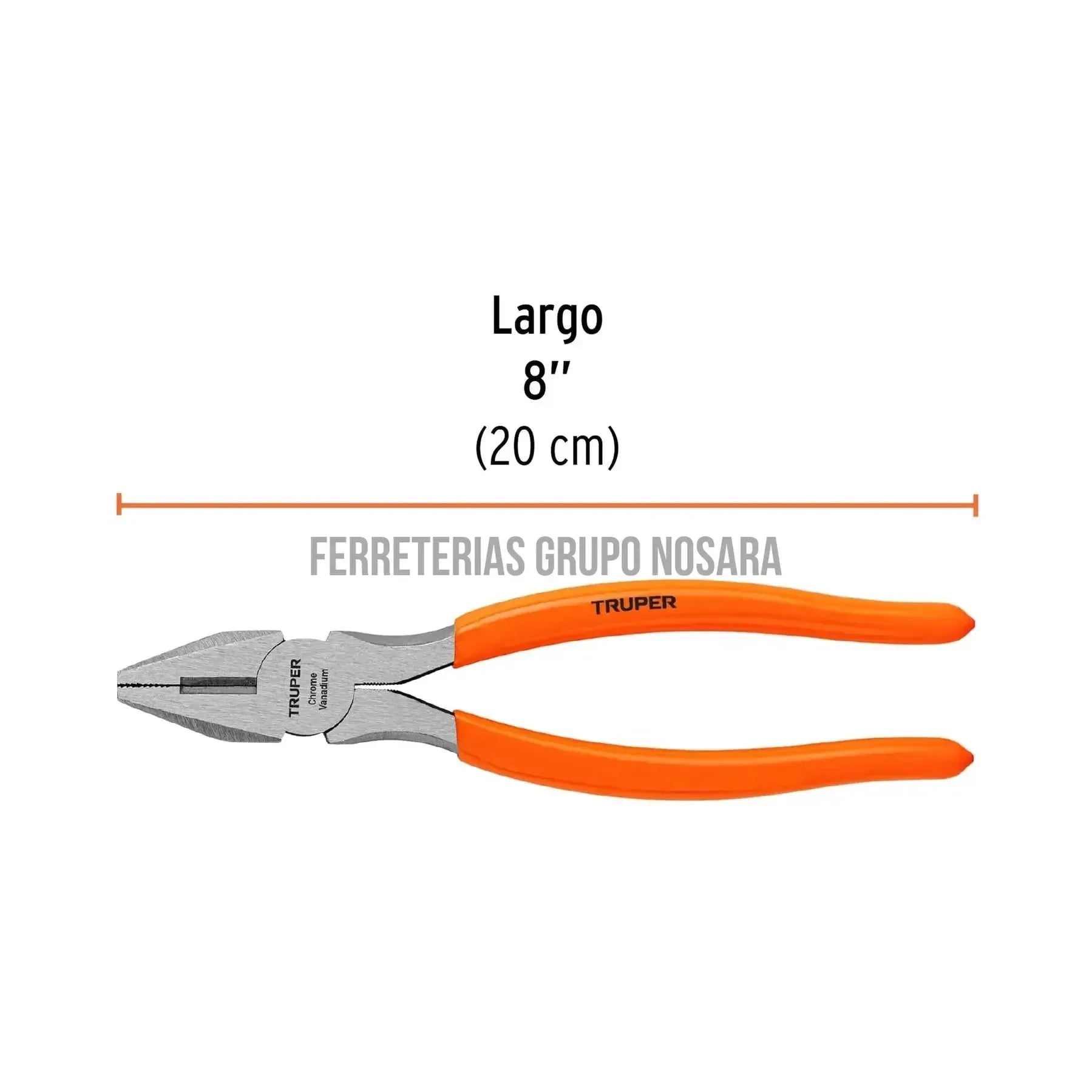Pinza para electricista 8 mango de PVC, Truper T200-8 / 17308-