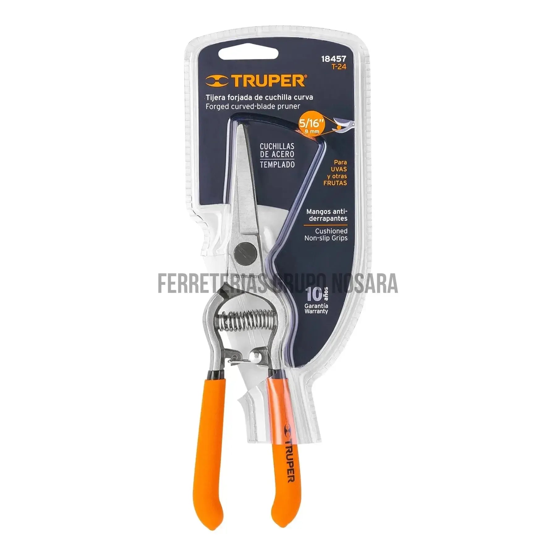 Tijera forjada para poda 8", curva, corte de uva, Truper / 18457-