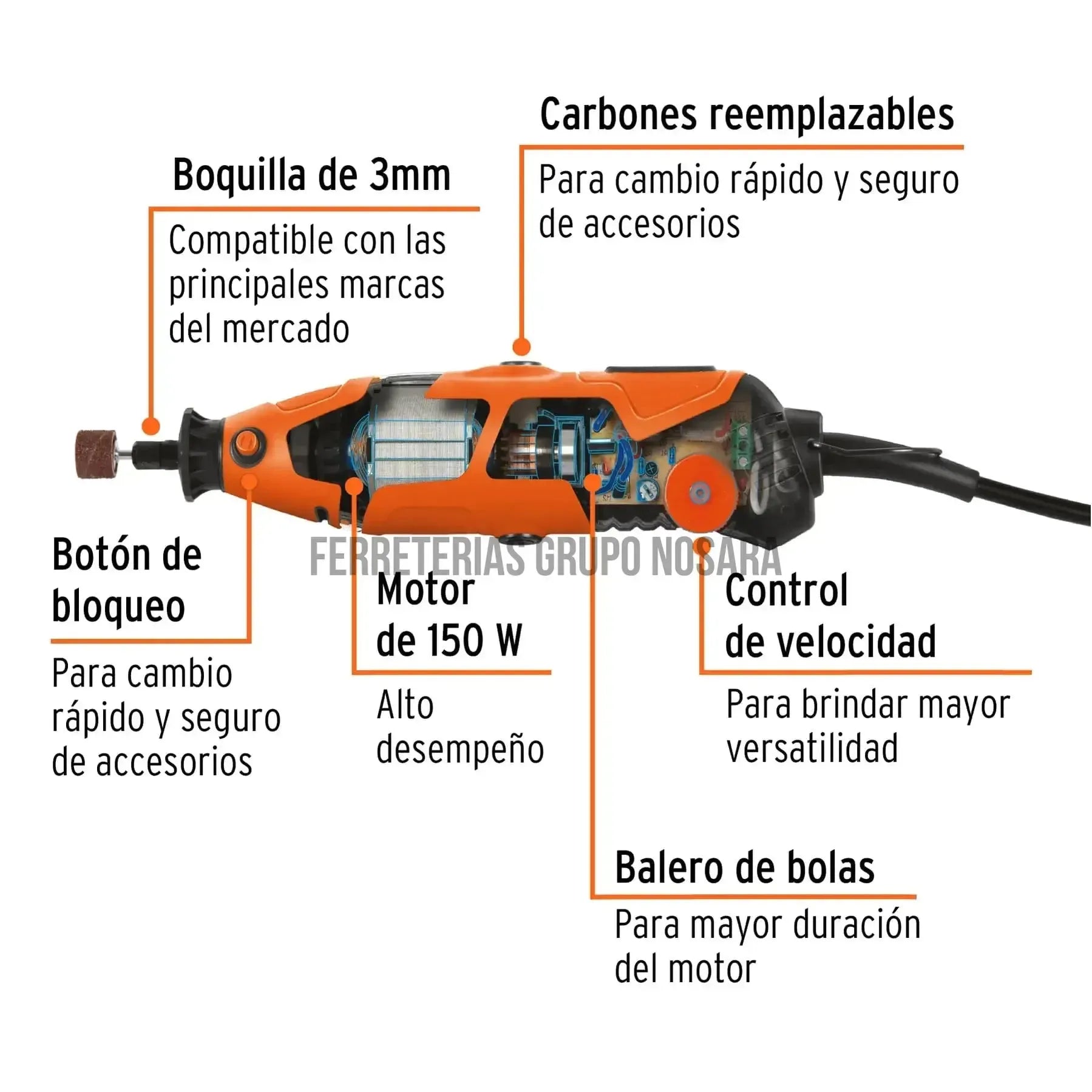 Herramienta rotativa profesional 150 W con 97 accesorios / 17449-