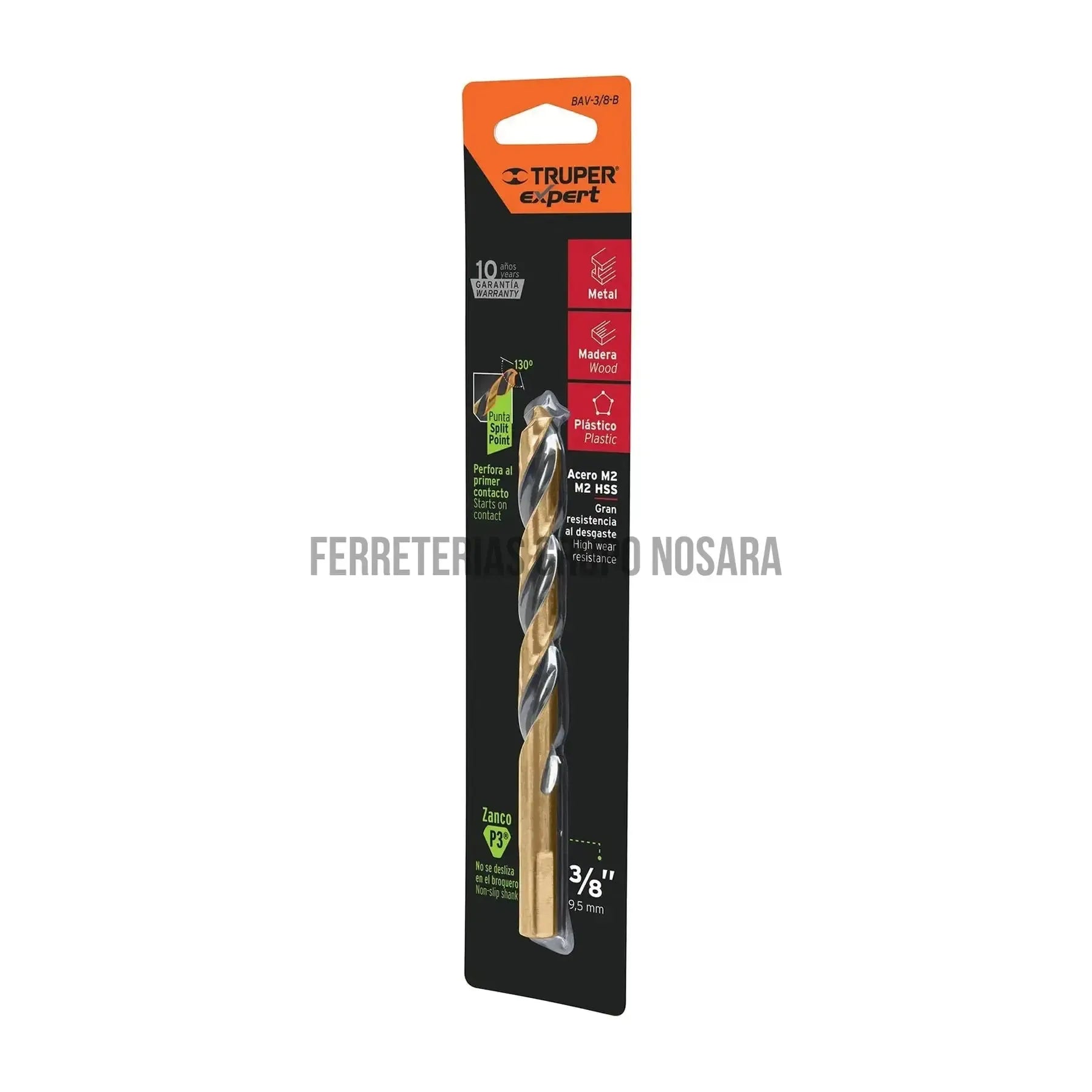 Broca HSS 3/8" Trugold para metal en blíster TRUPER / 12748-