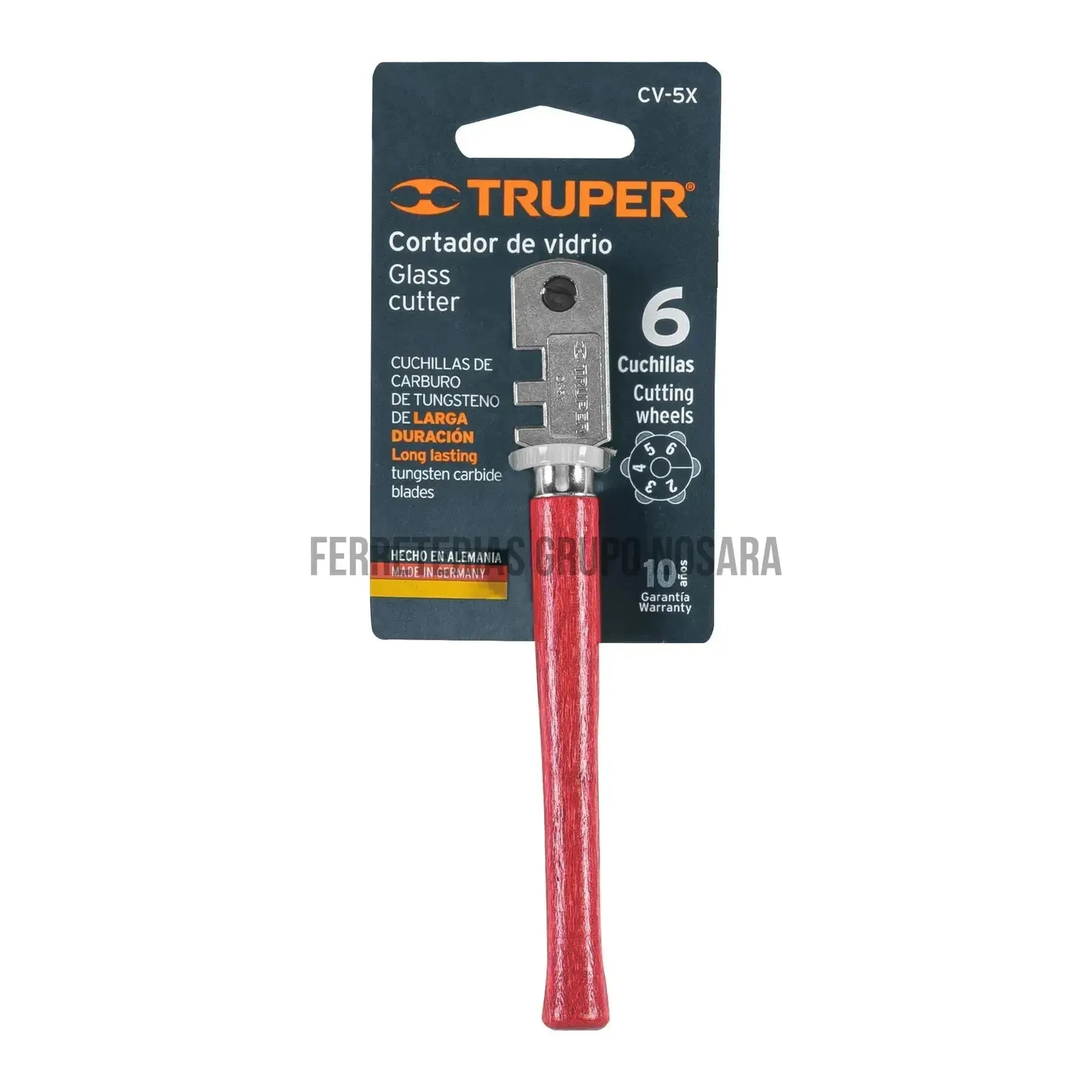 Cortador de vidrio 5" con 6 cuchillas, Truper / 12954-