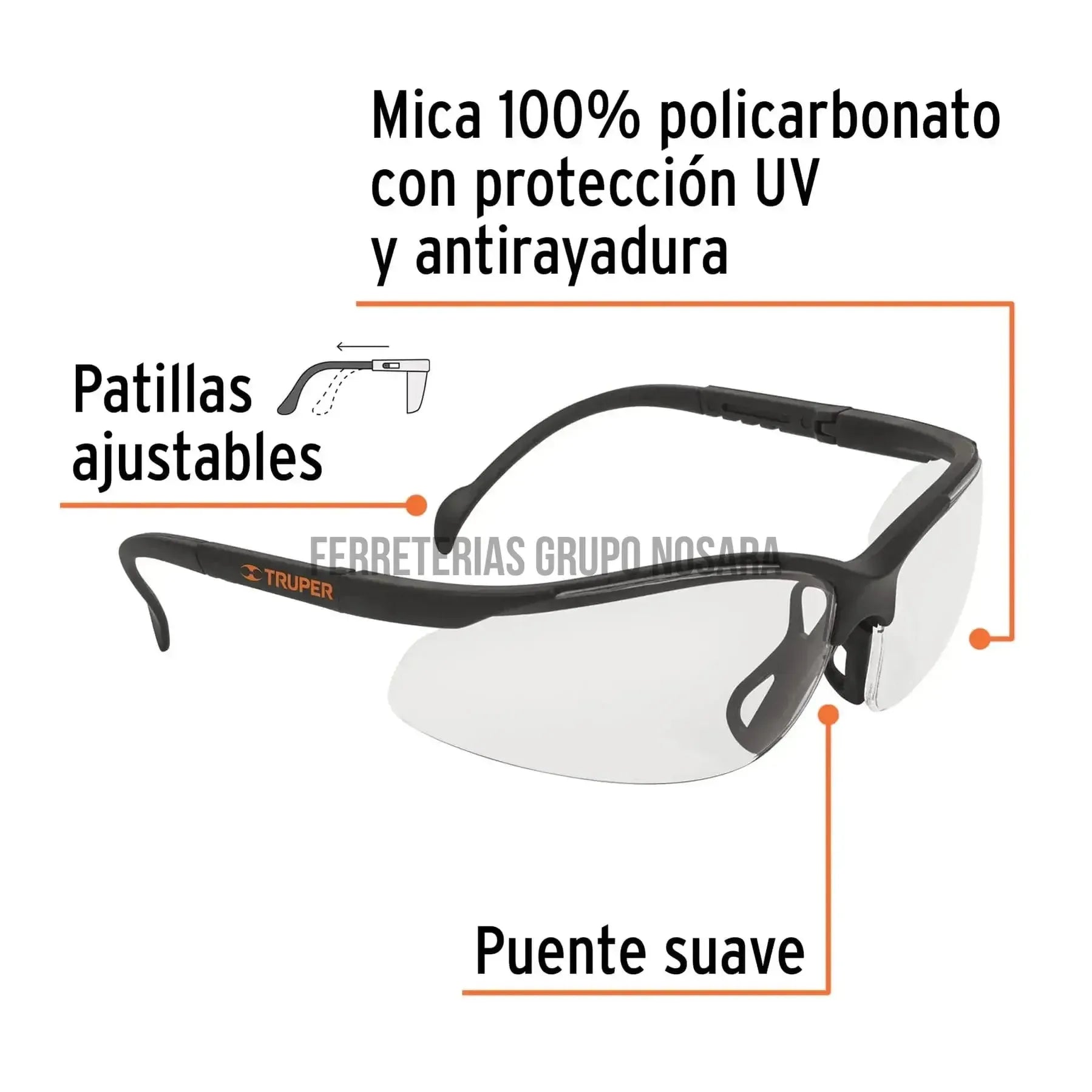 Lentes de seguridad transparentes, Truper Visión / 14301-