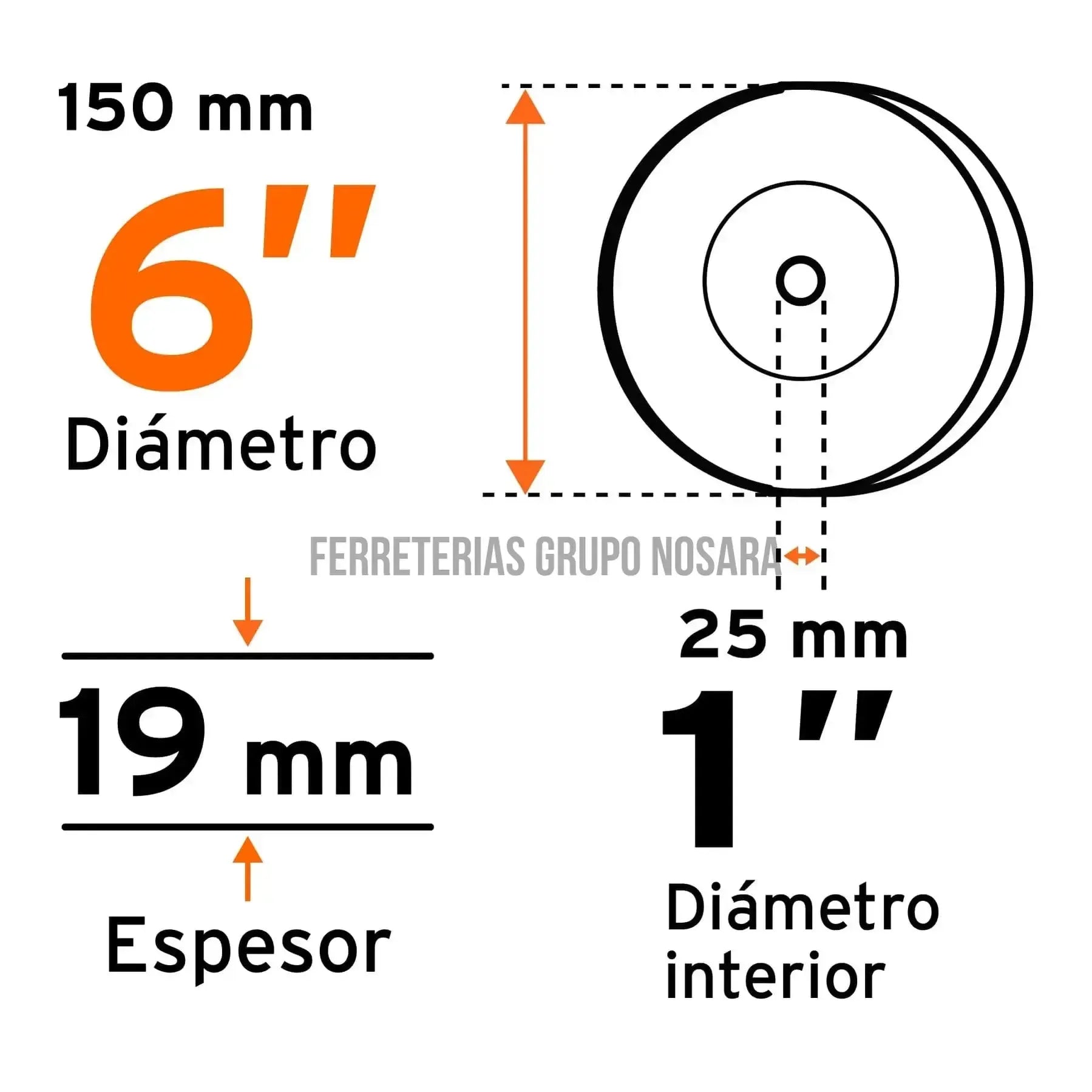 Piedra para esmeril 6 X 3/4", carburo de silicio, grano 60 / 16405-