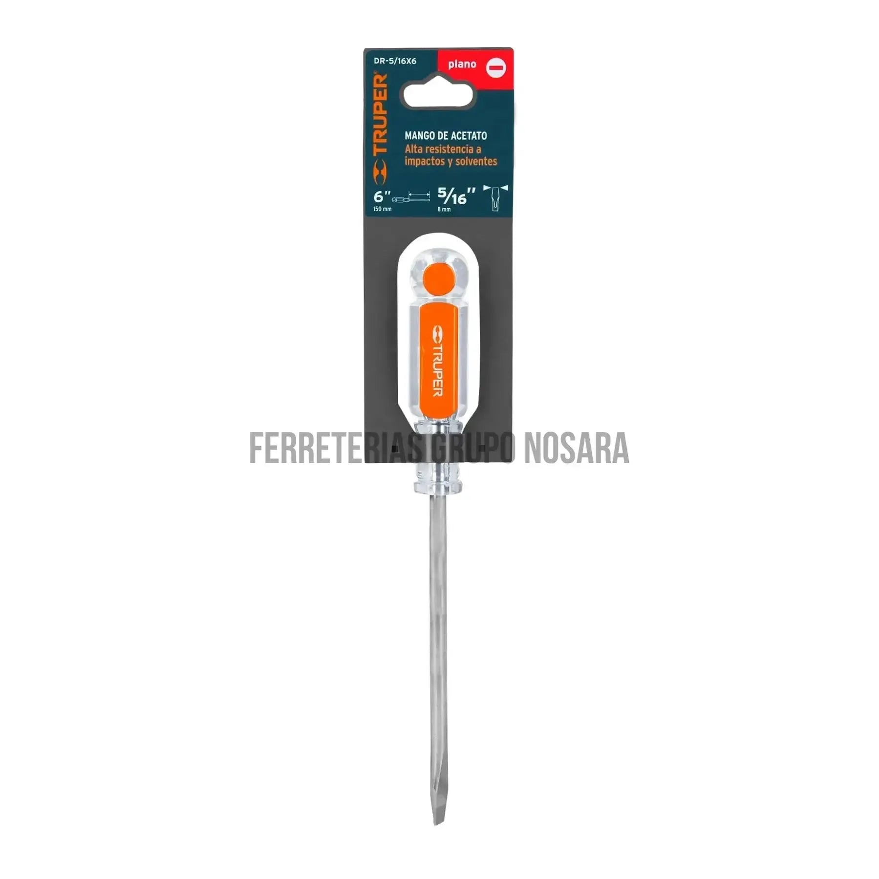 Desarmador plano 5/16" x 6" mango de acetato, Truper / 14002-