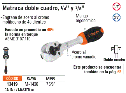 TRUPER RATCH DOBLE CABEZA 3/8-1/2 13413-