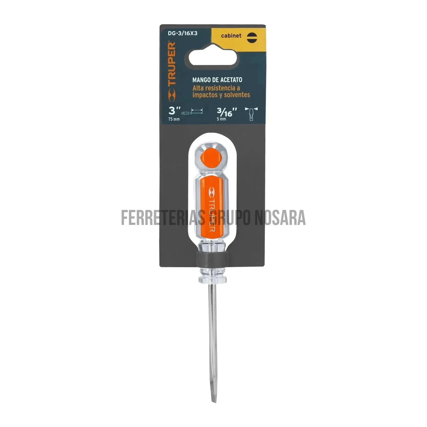 Desarmador plano 3/16" x 4" mango de acetato, Truper / 13990-