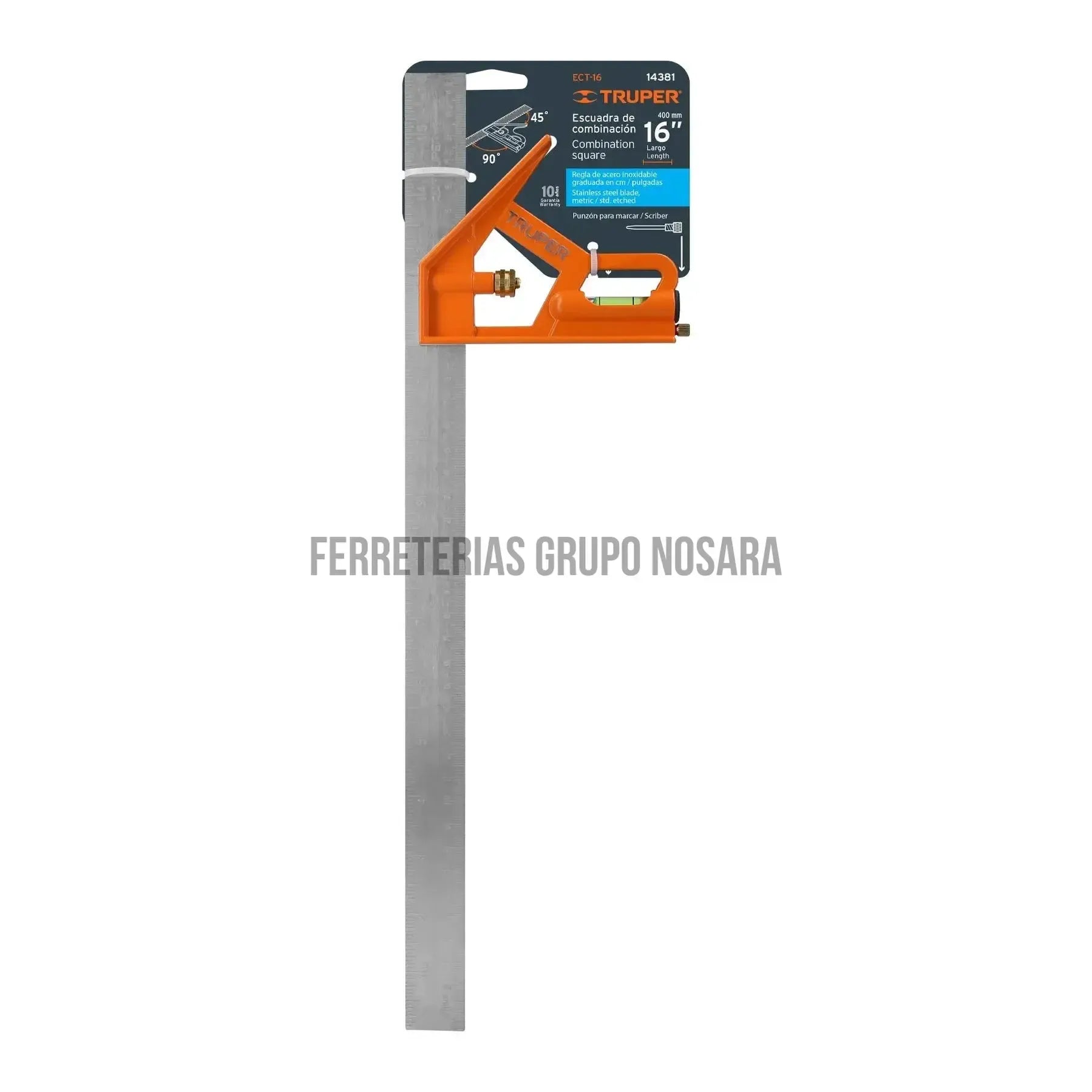 Escuadra 16" de combinación con punzón para marcar, Truper / 14381-