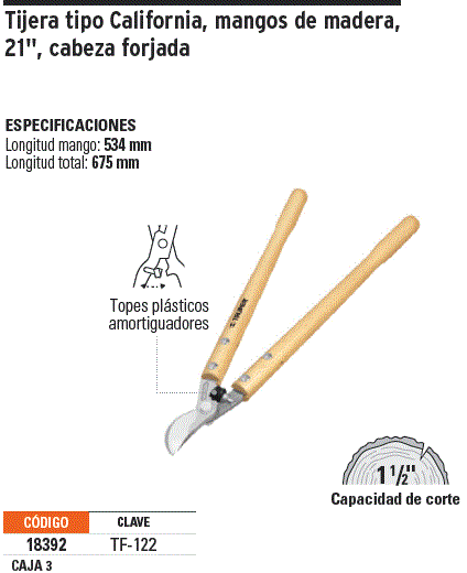 Tijera para ramas 70 cm tipo California mangos de aluminio / 18392-