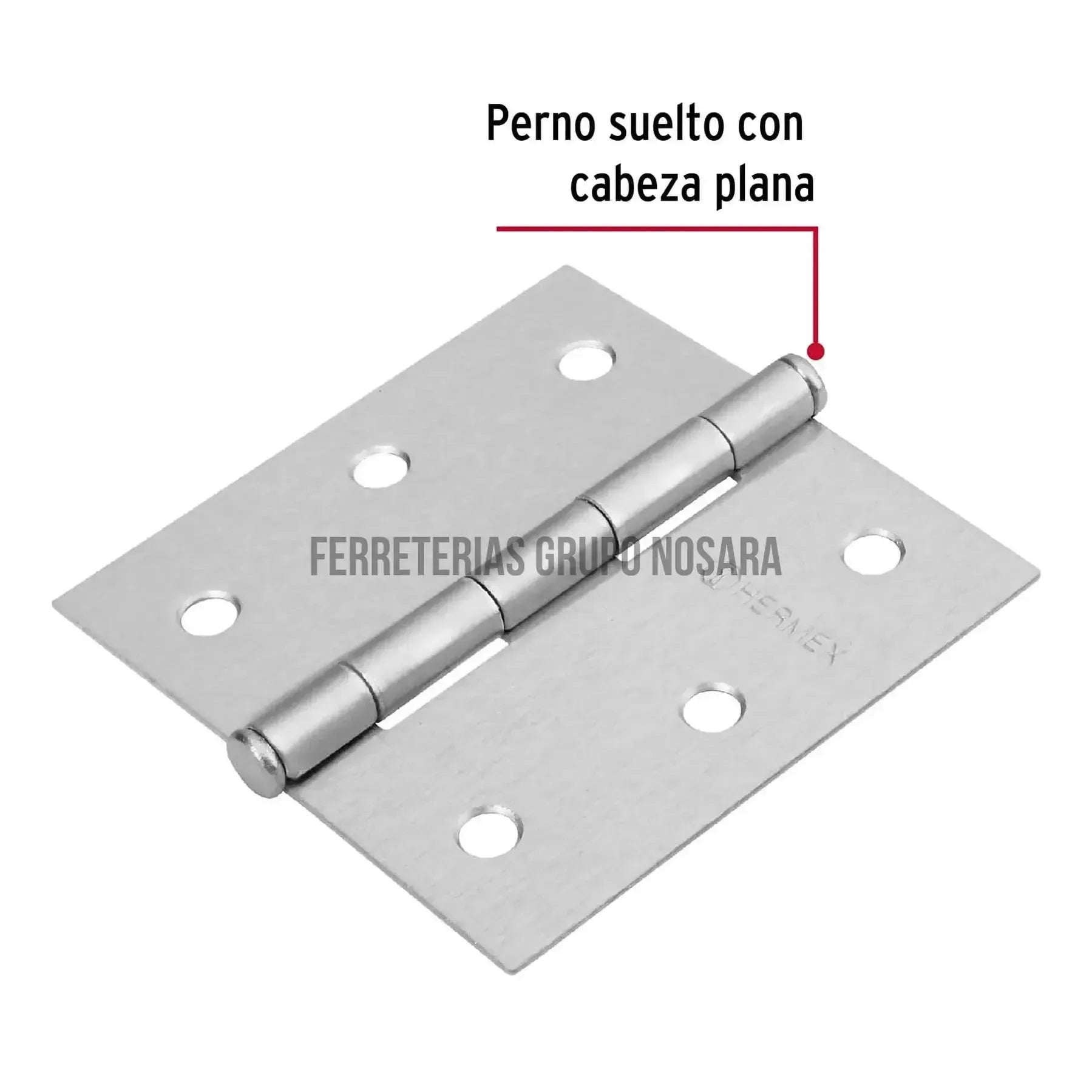 Bisagra cuadrada 3", acero cromo mate, plana, Hermex Basic / 23687-
