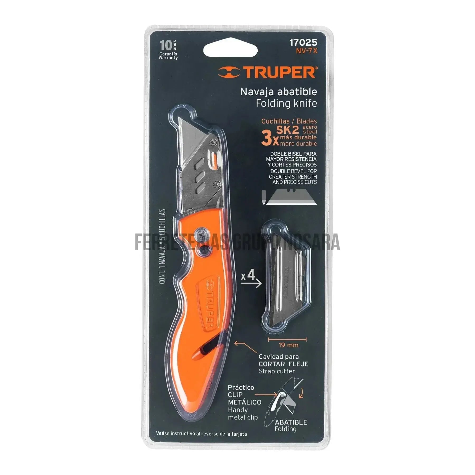 Navaja abatible 7' cuerpo de aluminio y acero inox, Truper / 17025-