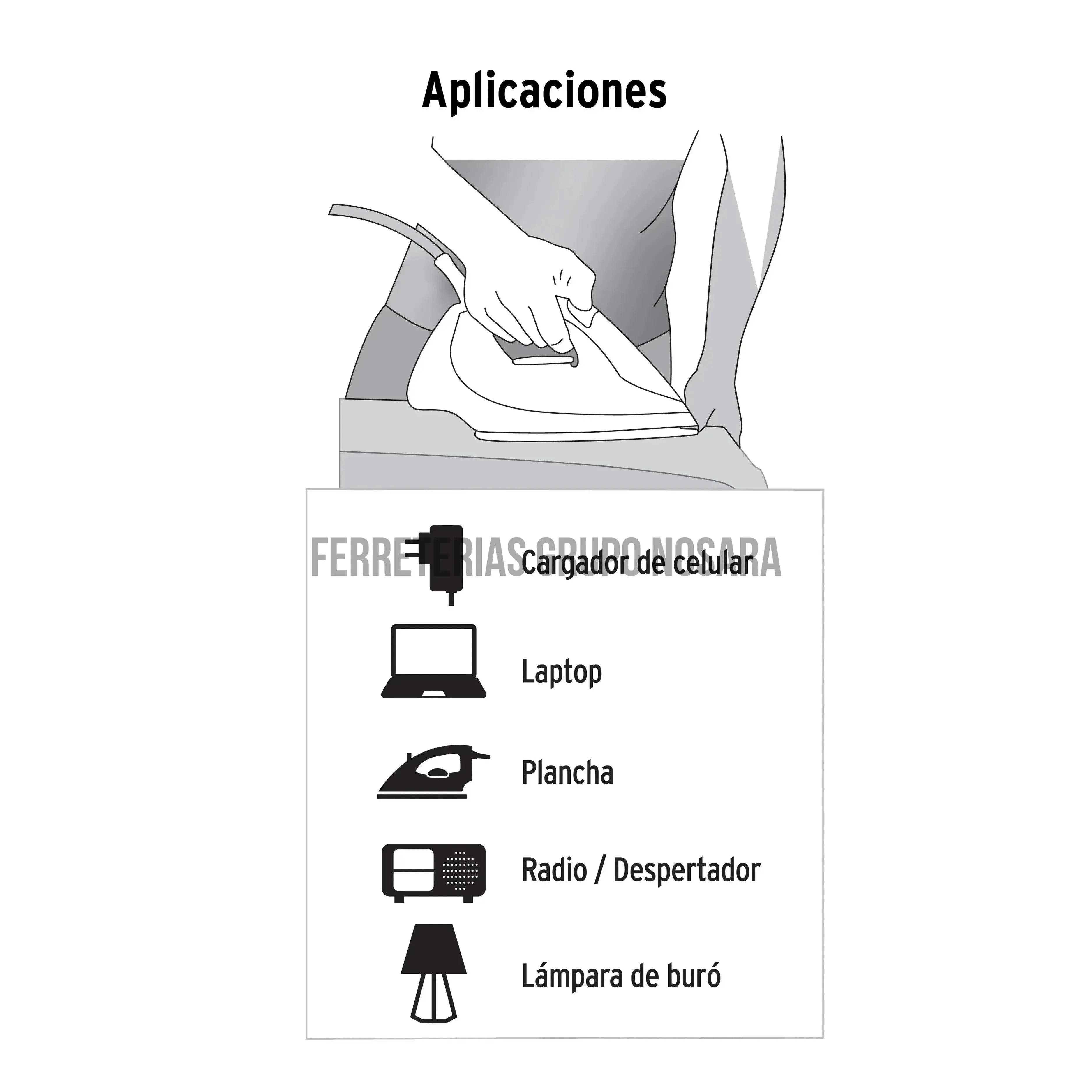 Extensión eléctrica doméstica 4 m blanca con clavija plana / 48012-
