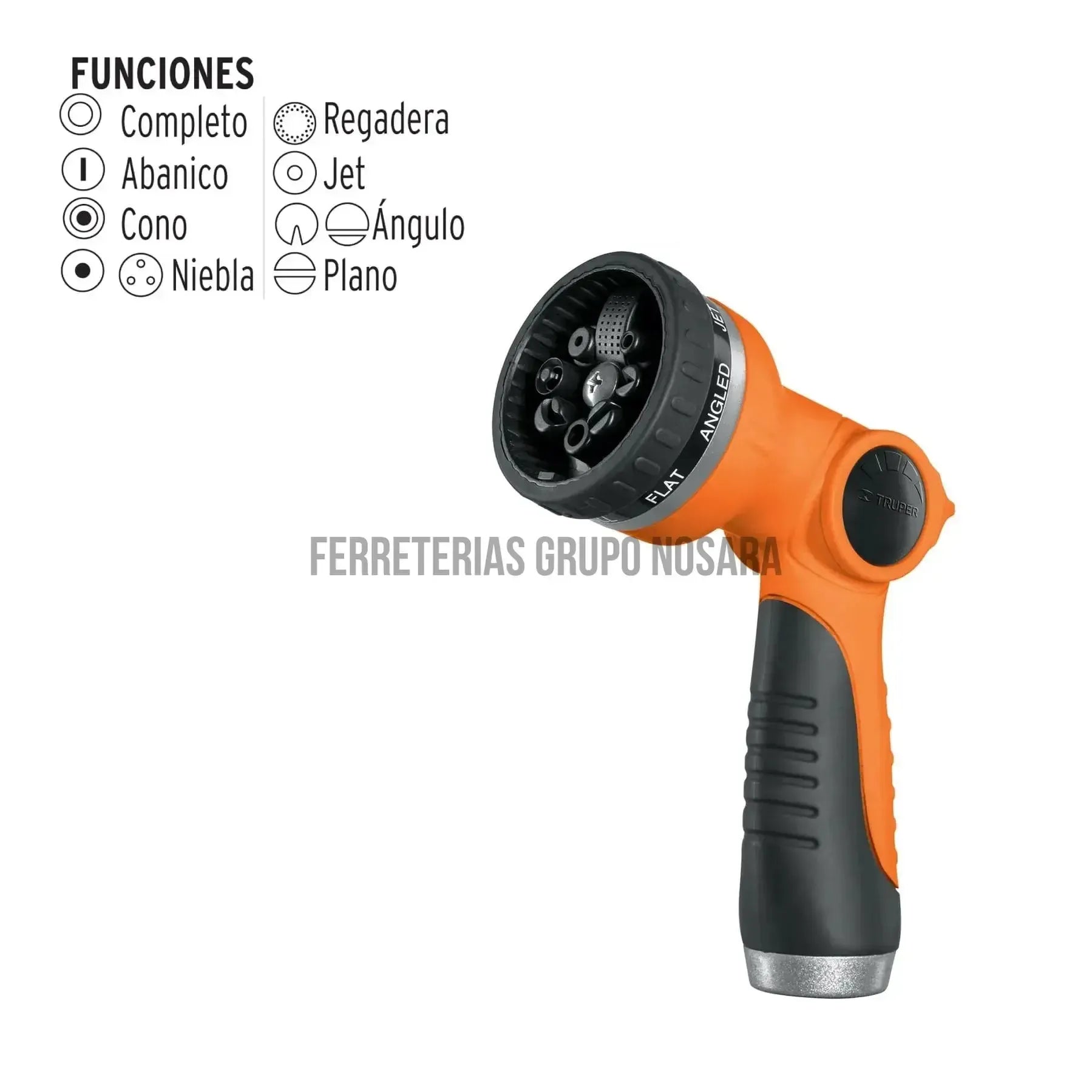 Pistola para riego de 8 funciones plástica, Truper / 17479-