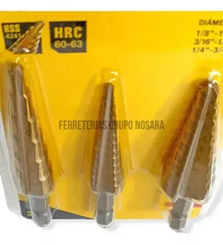 Broca Escalonada Juego 3pc Titanio Bce3hr-p Uyustools-