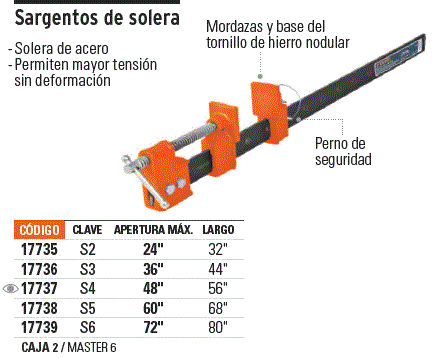 Sargento 60' de solera de acero, Truper / 17738-