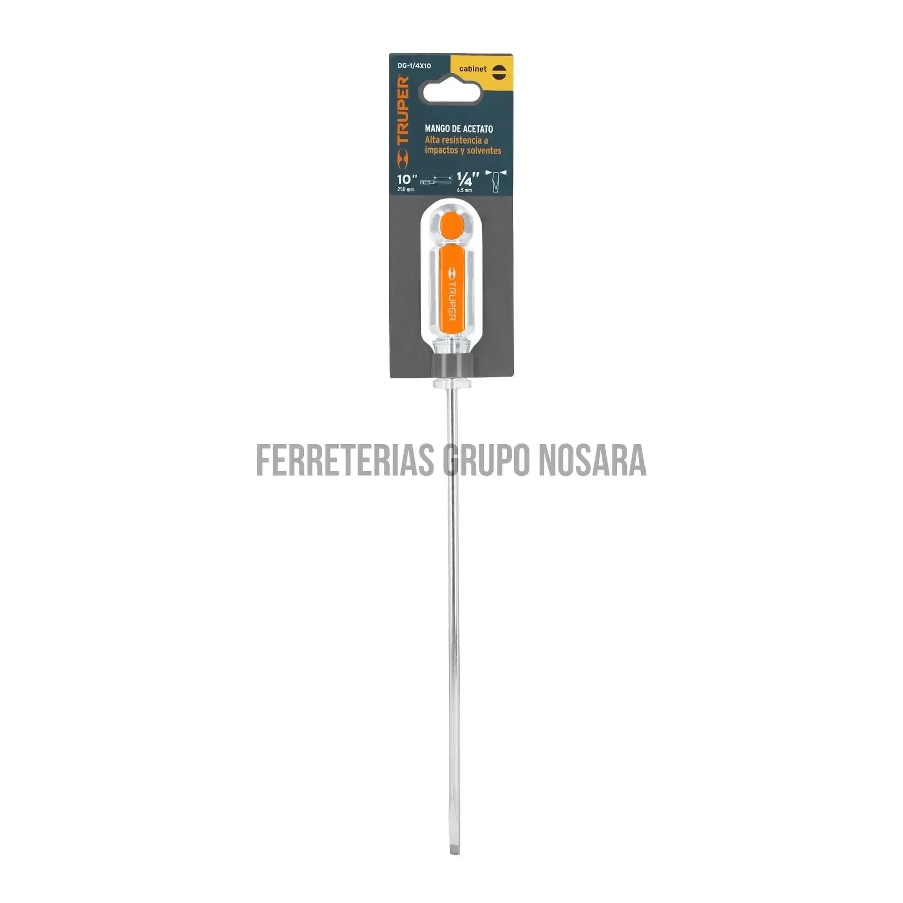 Desarmador cabinet 1/4" x 10" mango de acetato, Truper / 14044-