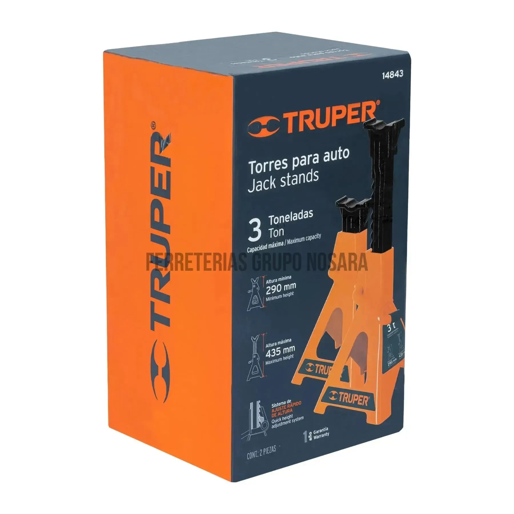 Caja con 2 torres de 3 ton para auto, Truper / 14843-