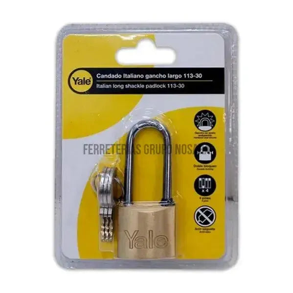 YALE CANDADO 113-30 ESPIGA LARGA-
