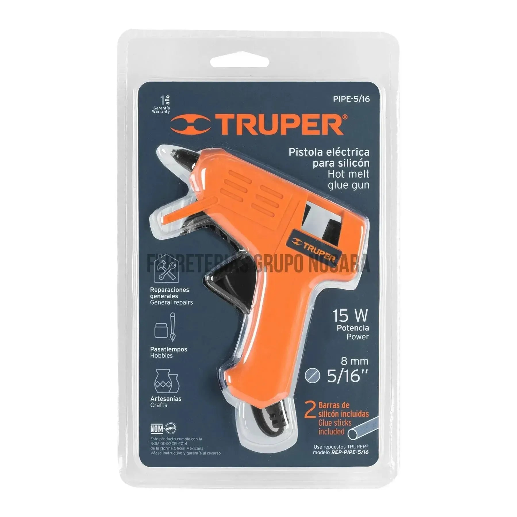 TRUPER PISTOLA P/SILICON 15W PIPE-5/16-