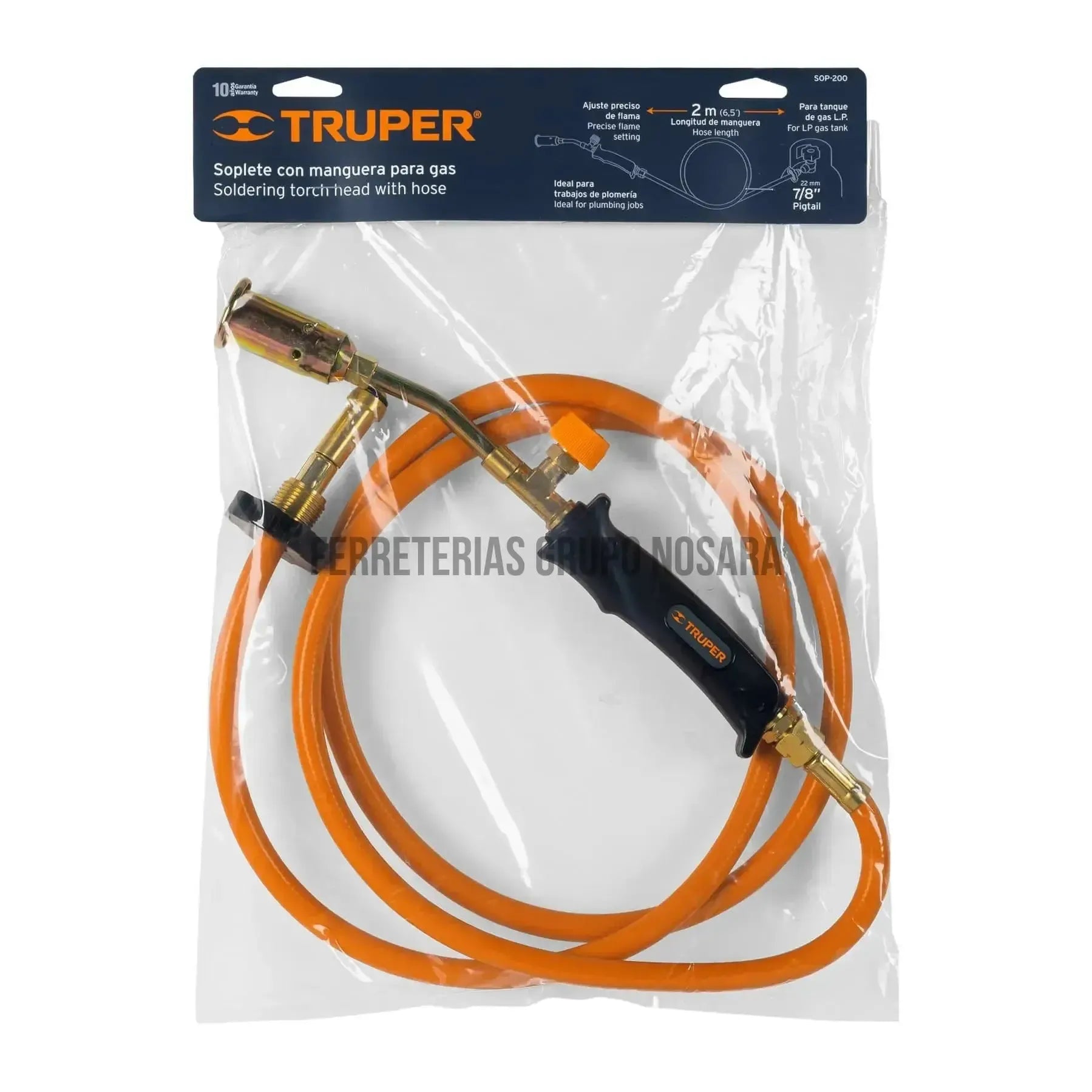 Soplete con manguera para gas, 200 PSI, Truper / 16920-