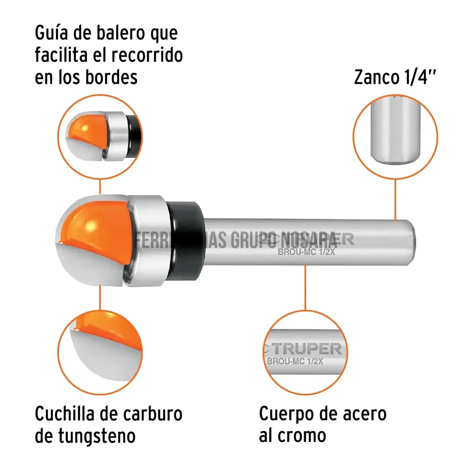 TRUPER CUC P/ROUTER MED CAÑA 1/2 11464-