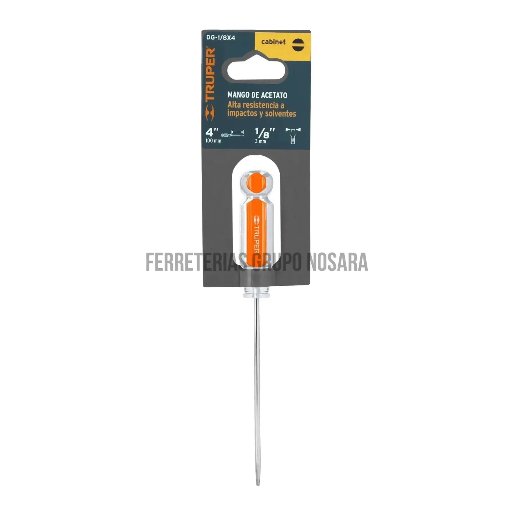 Desarmador cabinet 1/8" x 4" mango de acetato, Truper / 14017-