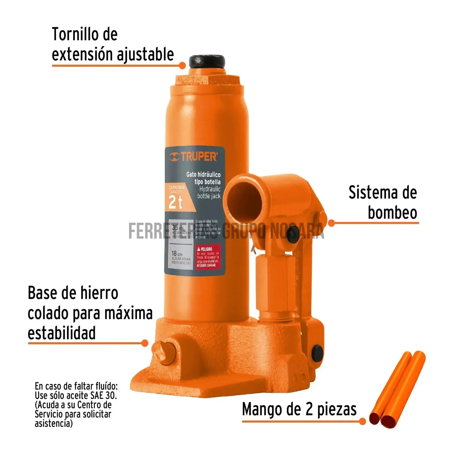 TRUPER GATA HIDRAU 2 TON T/BOTELLA 14810-