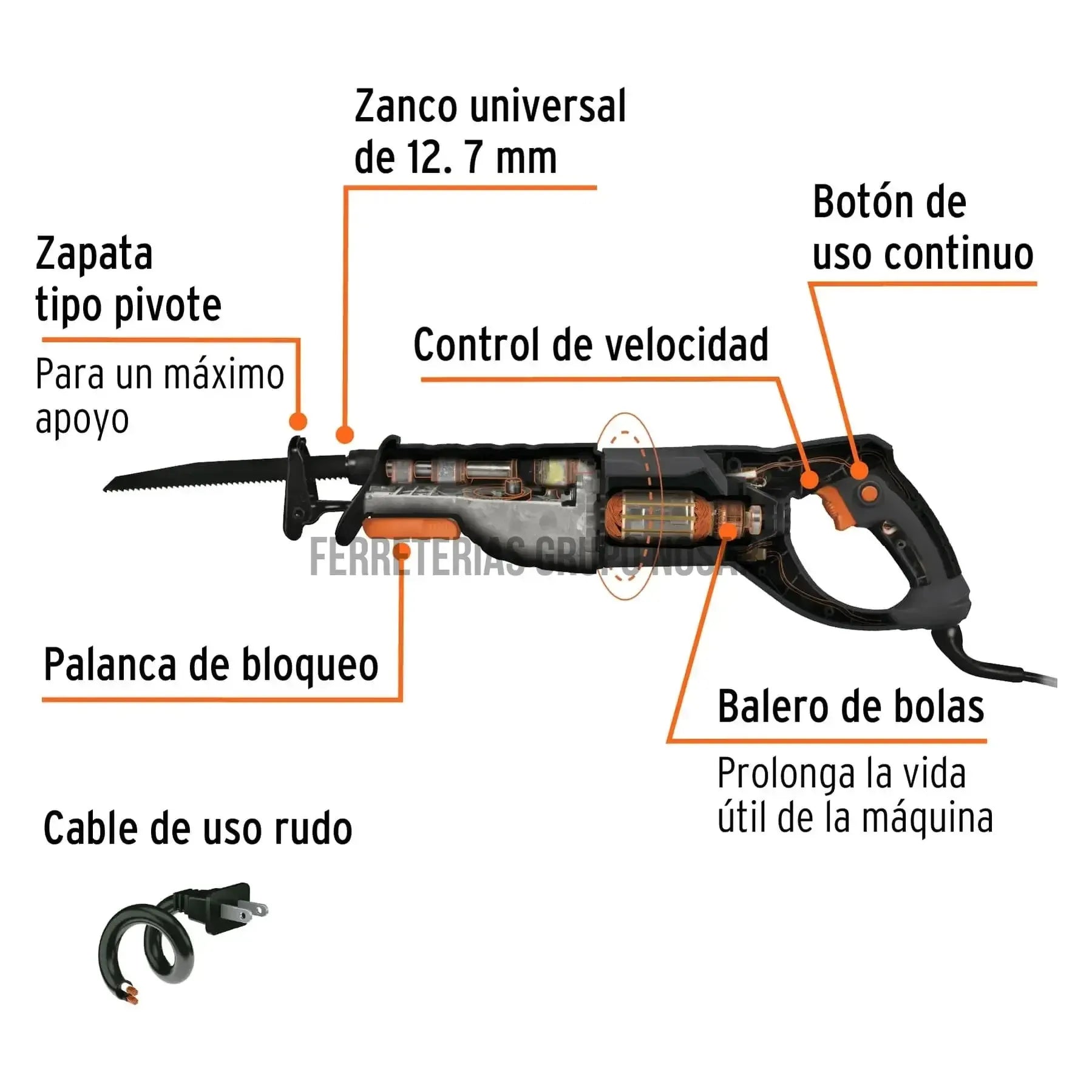 Sierra sable 900 W velocidad variable, industrial, Truper / 17269-
