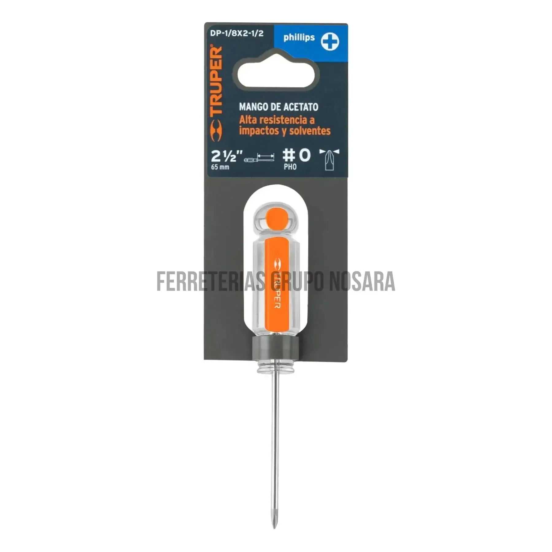 Desarmador de cruz 1/8" x 2-1/2" mango de acetato, Truper / 14050-