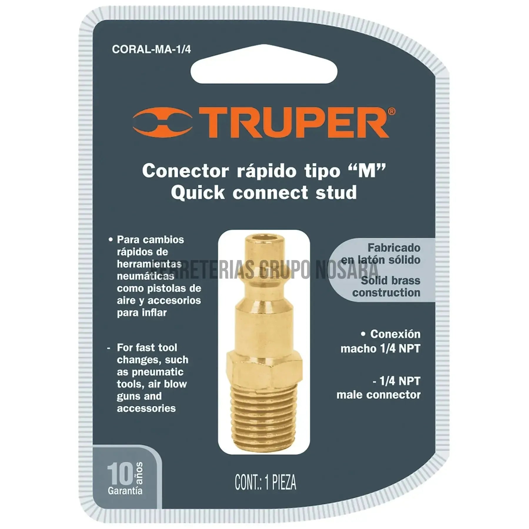 Conector rápido, tipo M, niquelado, cuerda 1/4 NPT, macho/ 19083-