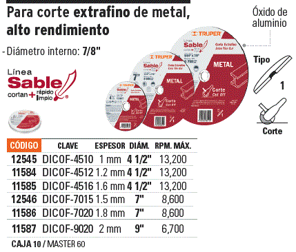 TRUPER DISCO CORTE META FINO 9" 11587-