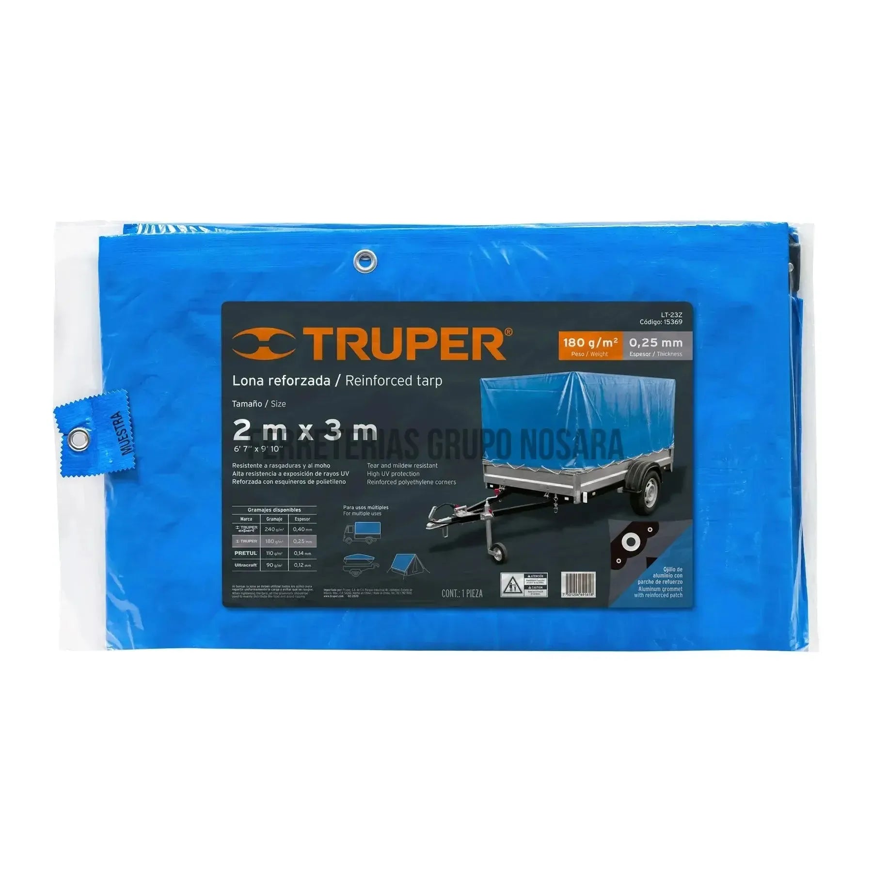 Lona azul reforzada de 2 x 3 m, Truper / 15369-