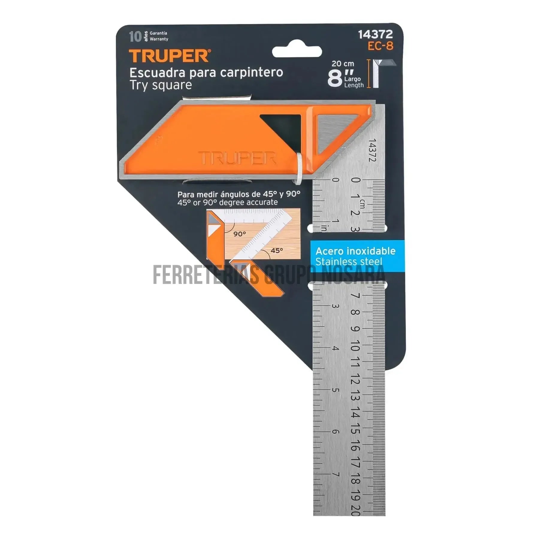 Escuadra 8" para carpintero con mango 100% de aluminio / 14372-