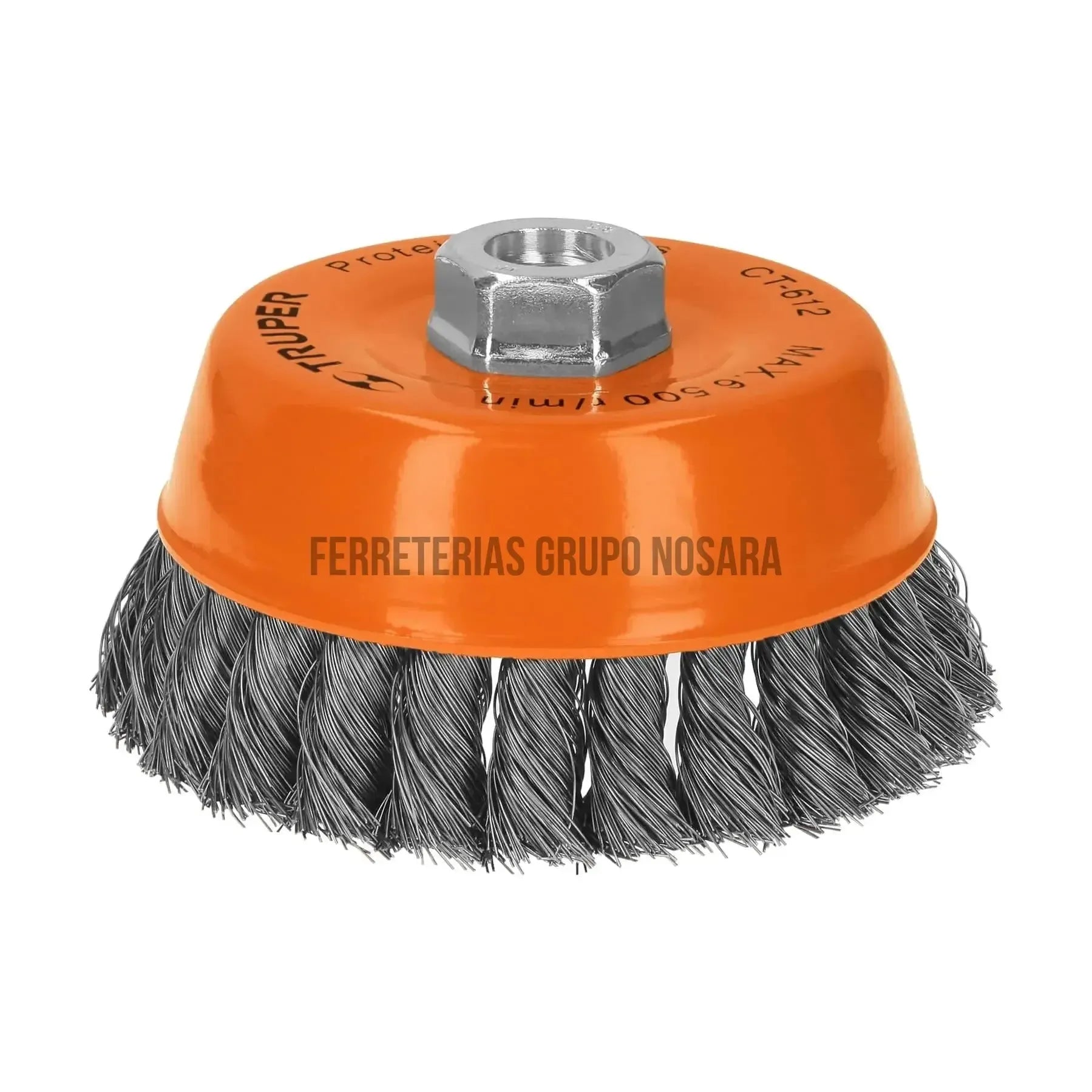 Carda copa 5" alambre trenzado fino, eje 5/8"-11 TRUPER / 11541-