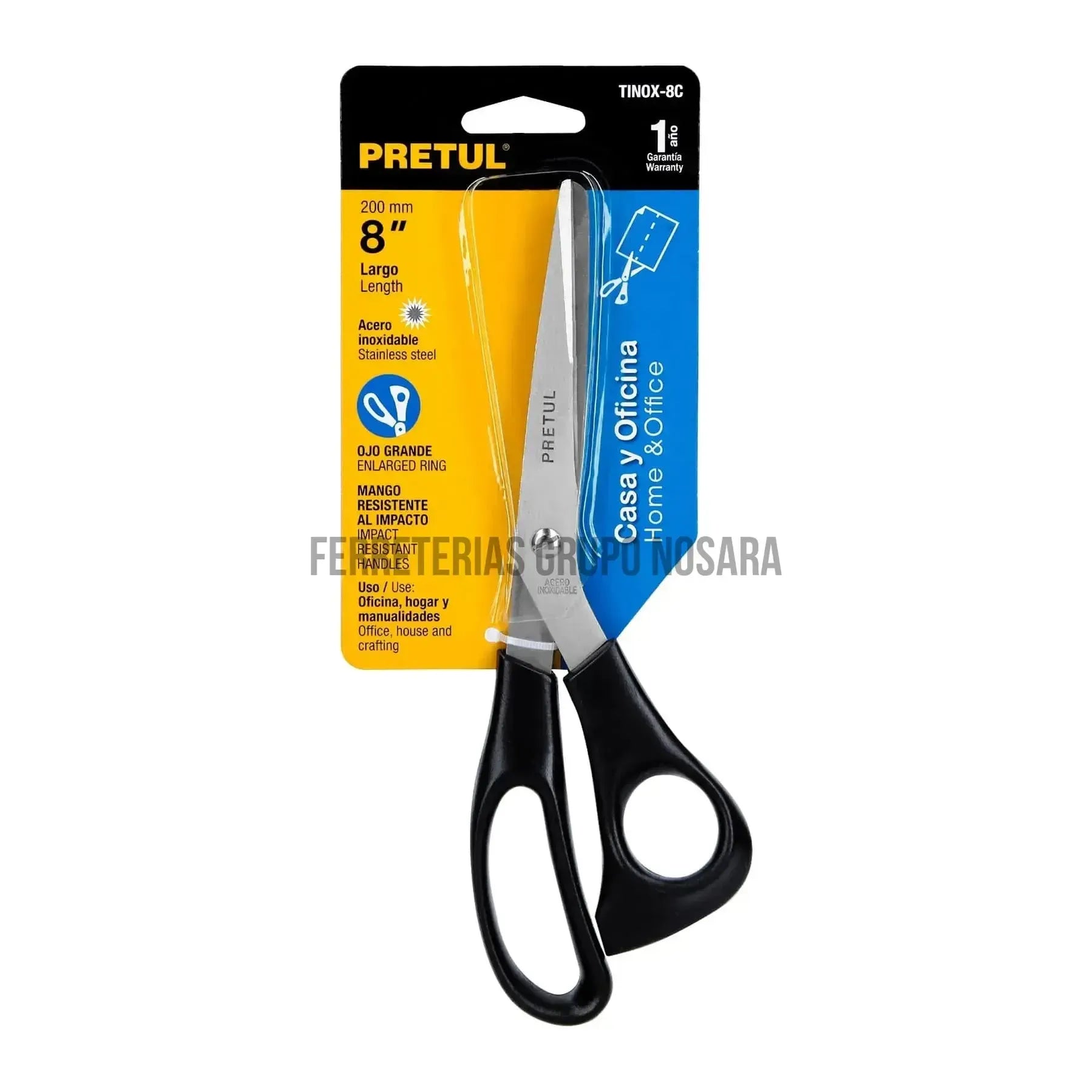Tijera 8" de acero inoxidable para casa y oficina, Pretul / 23185-