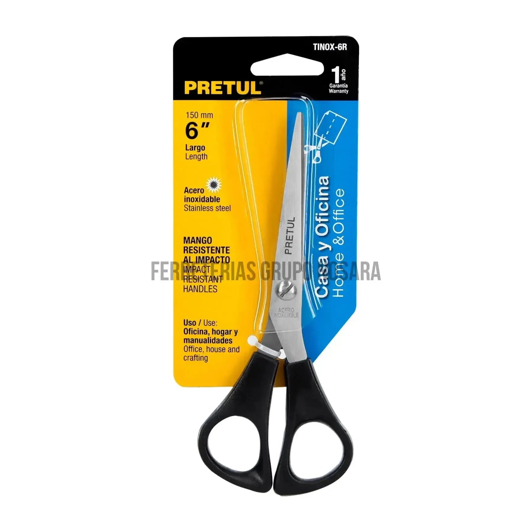 Tijera 6" de acero inoxidable para casa y oficina, Pretul / 23187-