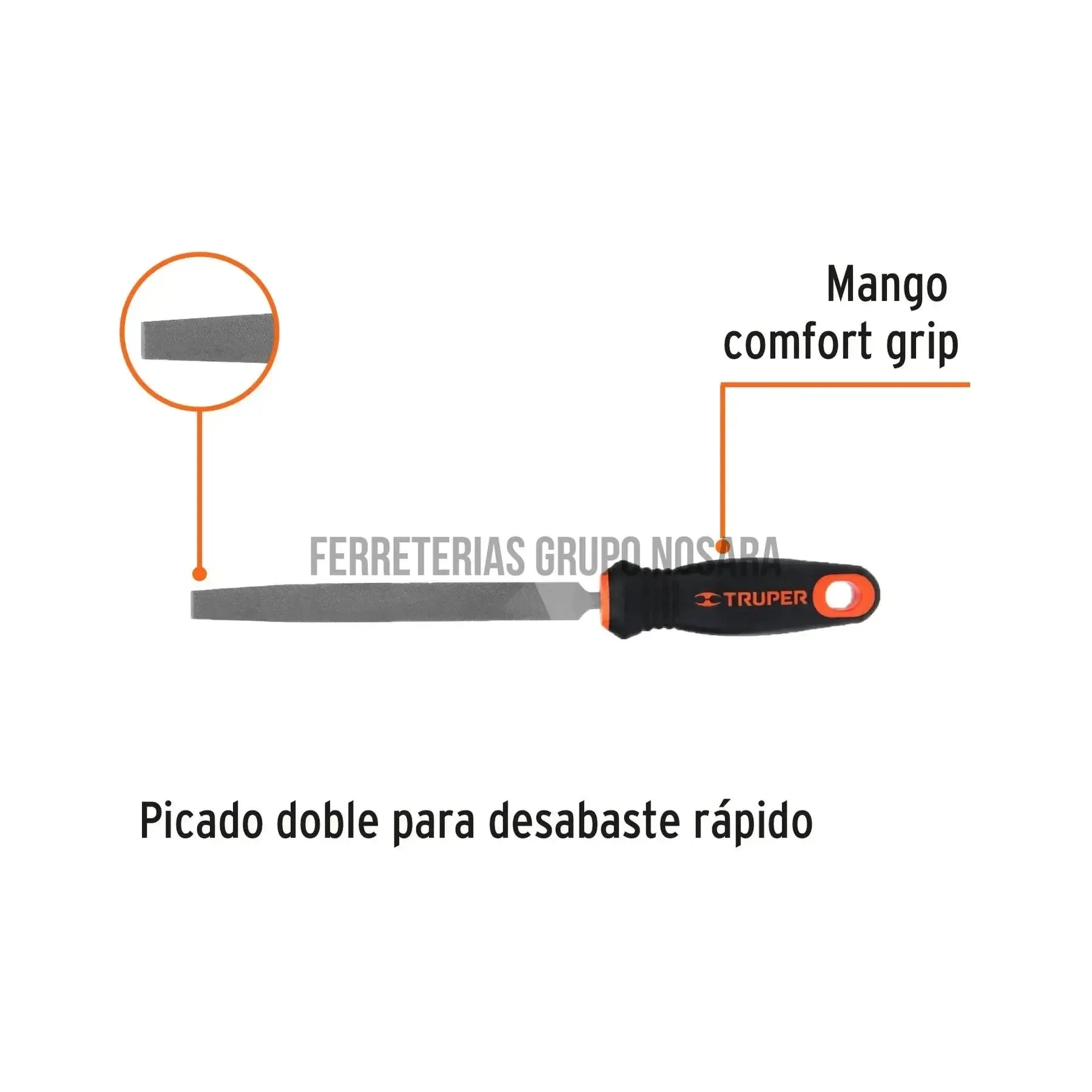 TRUPER LIMA PLANA BAST 6" C/MANGO #15309-